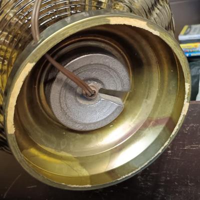 LOT 111: MCM Textured Thumbprint Glass and Metal Lamp