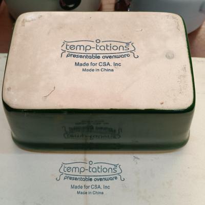 LOT 117: Temp-Tations Green Casserole Dishes with OGGI Canisters & Le Gourmet Chef Dishware