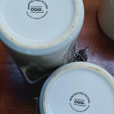 LOT 117: Temp-Tations Green Casserole Dishes with OGGI Canisters & Le Gourmet Chef Dishware