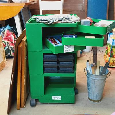 LOT 121: Joe Columbo Boby Trolley Cart with Art Supplies