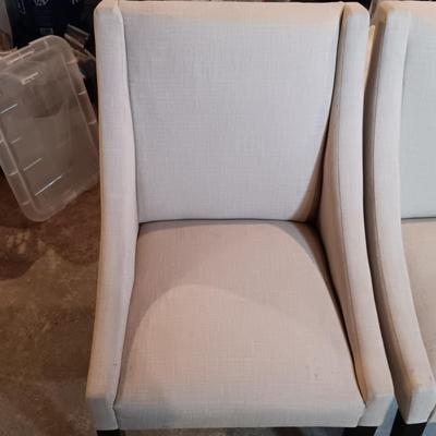 LOT 128: Modern Sloping Arm Upholstered Accent Chairs