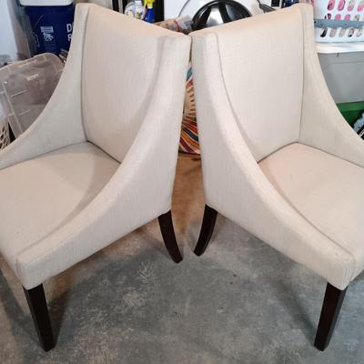 LOT 128: Modern Sloping Arm Upholstered Accent Chairs
