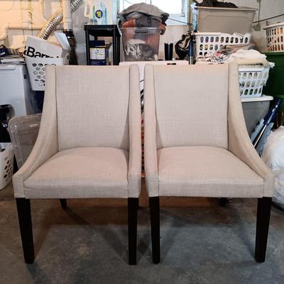 LOT 128: Modern Sloping Arm Upholstered Accent Chairs