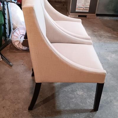 LOT 128: Modern Sloping Arm Upholstered Accent Chairs