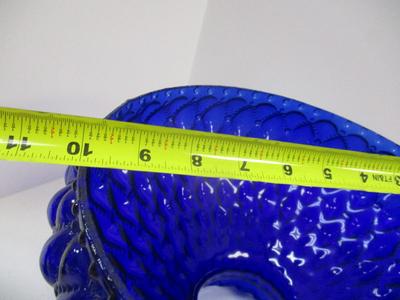 Cobalt Blue Glass Quilted Shade - Pink Hobnail Shade With Ruffled Top #1