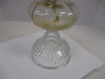 Antique Clear Glass Pedestal Oil Lamp