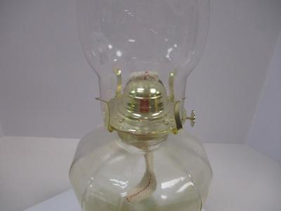 Antique Clear Glass Pedestal Oil Lamp