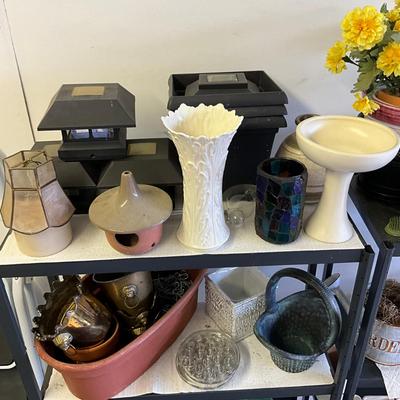 Sale Photo Thumbnail #1051: Porcelain vase, terracotta pots, glazed pots, outdoor solar lights