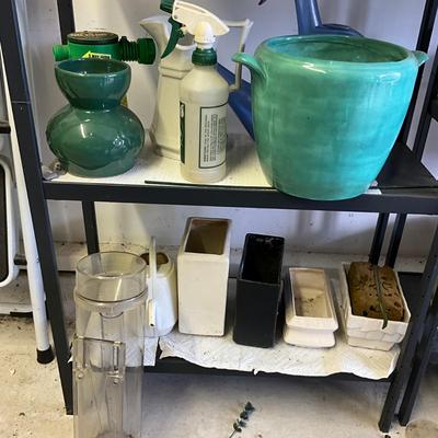 Sale Photo Thumbnail #1049: Porcelain vase, terracotta pots, glazed pots, outdoor solar lights