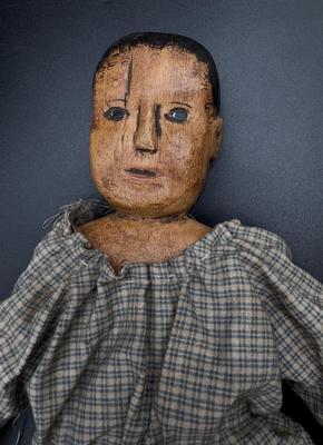 Hand Carved Wooden Folk Art Primative Doll