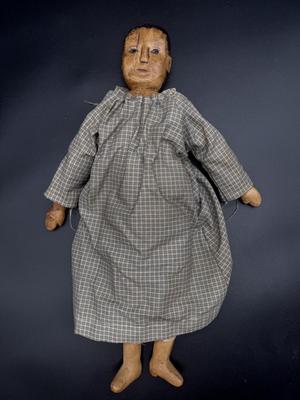 Hand Carved Wooden Folk Art Primative Doll