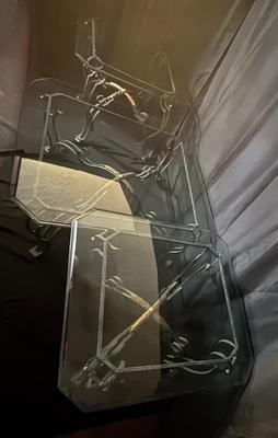 Heavy Iron Coffee Table & End Table Set - Thick Beveled Glass Tops
