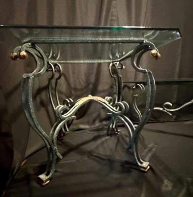 Heavy Iron Coffee Table & End Table Set - Thick Beveled Glass Tops