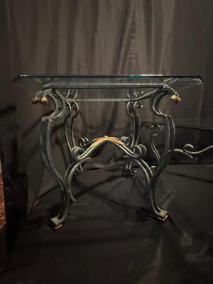Heavy Iron Coffee Table & End Table Set - Thick Beveled Glass Tops