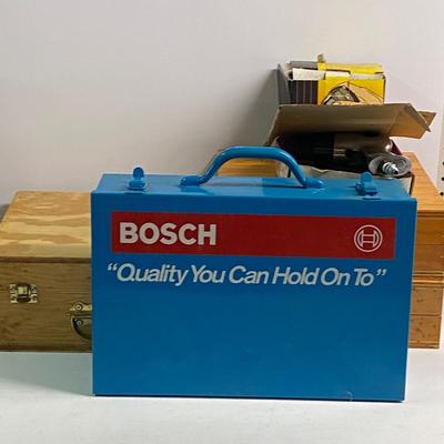 LOT 28B: Tools in Boxes: Skil Cordless Drill, Eagle Air Palm Nailer Model AN32 & More