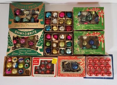 LOT 191L: Vintage Holiday Ball Ornament in Orignal Boxes by Shiny Brite and More