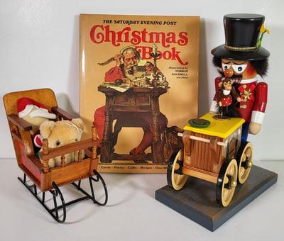 LOT 195L: Pair of Holiday Decorations Including Norman Rockwell Holiday Book
