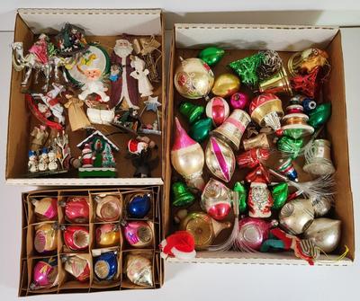 LOT 196L: Three Boxes of Assorted Vintage Holiday Decorations and Ornaments