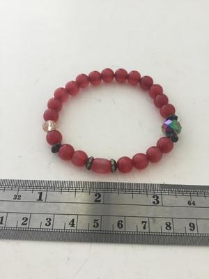Red beaded stretchy fashion bracelet