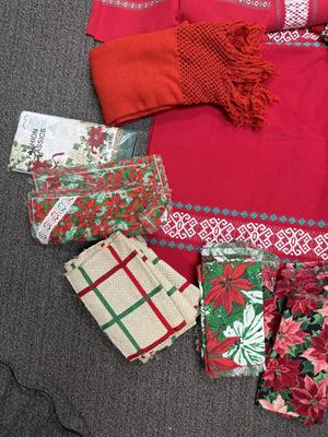 Sale Photo Thumbnail #372: Measurement details are on photo. All are in mostly very good condition, but some have light stains from use. Some of the napkins are homemade. Material is cotton or cotton blend.