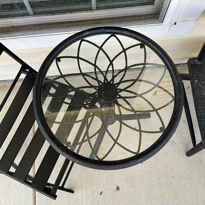 Sale Photo Thumbnail #1207: Fold-able metal chair: 31" high x 18" wide
Table: 18" diameter x 27" high