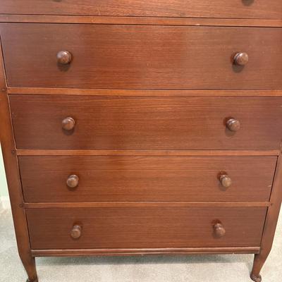 Solid Wood Dresser with Hand-Painted Accent