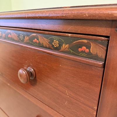 Solid Wood Dresser with Hand-Painted Accent