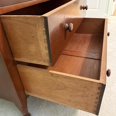 Solid Wood Dresser with Hand-Painted Accent