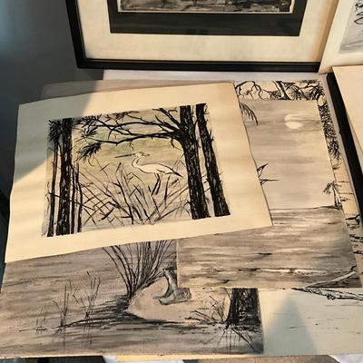Sale Photo Thumbnail #1381: Two framed, others are un-framed