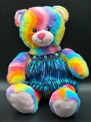 Retired Rainbow Build a Bear in Blue Sequins Romper