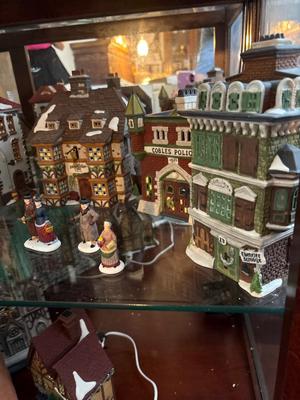 Dickens Village houses & people (top2 shelves only)