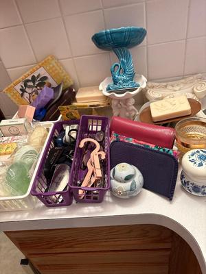 Soaps, soap holders, glass cases