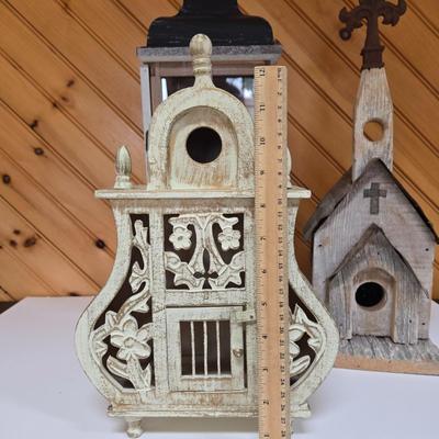LOT 63P: Country Cottage Decor Including Ceramic Pitcher, Wooden Church, and More
