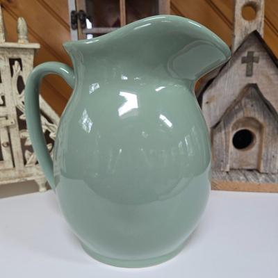 LOT 63P: Country Cottage Decor Including Ceramic Pitcher, Wooden Church, and More