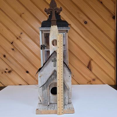 LOT 63P: Country Cottage Decor Including Ceramic Pitcher, Wooden Church, and More
