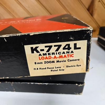 LOT 66P: Vintage Panorama Film Slide Projector, Keystone Movie Camera, and Wittnauer Cine-twin Movie Camera and Projector