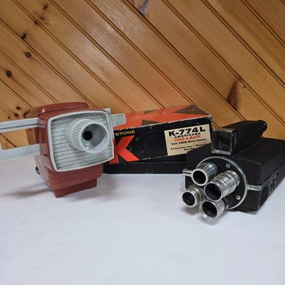 LOT 66P: Vintage Panorama Film Slide Projector, Keystone Movie Camera, and Wittnauer Cine-twin Movie Camera and Projector