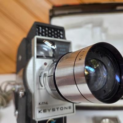 LOT 66P: Vintage Panorama Film Slide Projector, Keystone Movie Camera, and Wittnauer Cine-twin Movie Camera and Projector