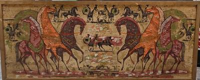 LOT 68P: Mid-Century Print Wall Hanging Featuring Roman-Themed Scene