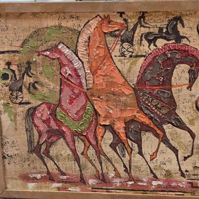 LOT 68P: Mid-Century Print Wall Hanging Featuring Roman-Themed Scene