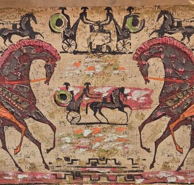 LOT 68P: Mid-Century Print Wall Hanging Featuring Roman-Themed Scene