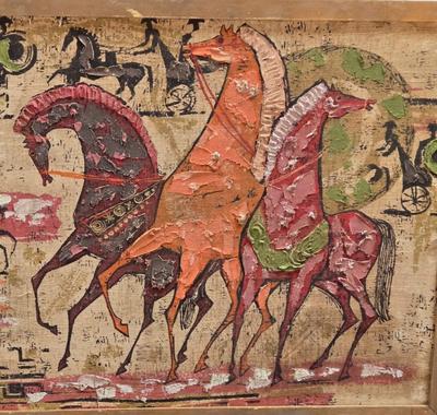 LOT 68P: Mid-Century Print Wall Hanging Featuring Roman-Themed Scene