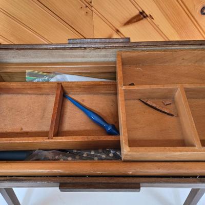 LOT71P: MCM Danish Style Roll Top Sewing Box