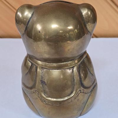 LOT 142F: Two Brass Cranes Figures, Pineapple, and Piggy Bank