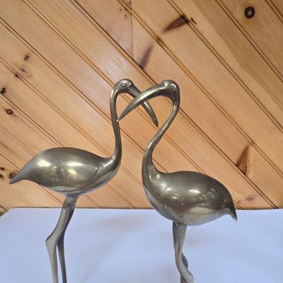 LOT 142F: Two Brass Cranes Figures, Pineapple, and Piggy Bank