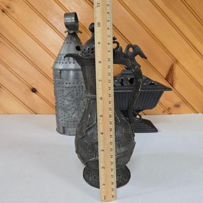 LOT 149F: Cast Iron Eagle Cachepot and More