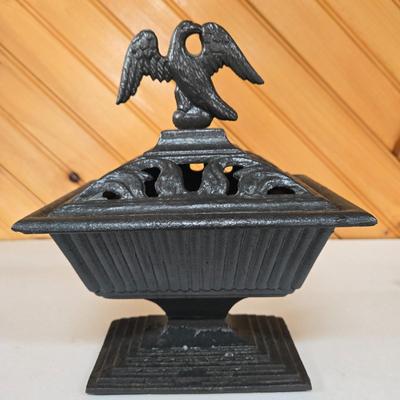 LOT 149F: Cast Iron Eagle Cachepot and More