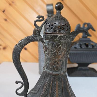 LOT 149F: Cast Iron Eagle Cachepot and More