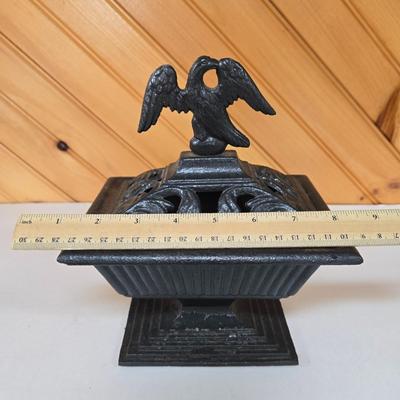 LOT 149F: Cast Iron Eagle Cachepot and More