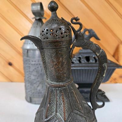 LOT 149F: Cast Iron Eagle Cachepot and More